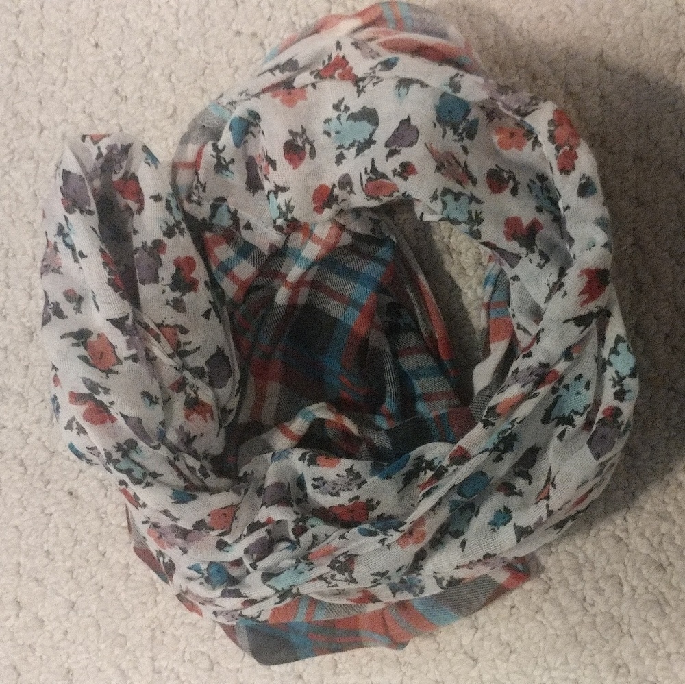 Maurices Floral/Plaid Print Infinity Scarf